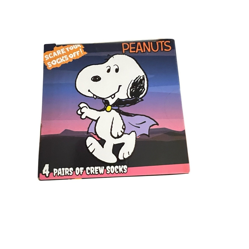 Peanuts Halloween Crew‎ Socks 4-Pack Snoopy Charlie Brown Shoe Size 4–10